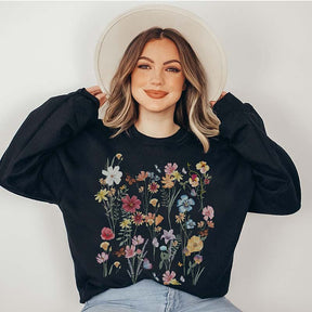 Vintage Pressed Wildflower Butterfly Sweatshirt