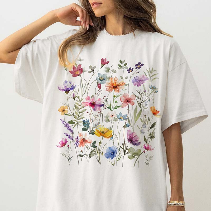 Purple Botanical Floral Wildflowers T-Shirt