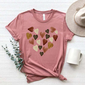 Artsy Melanin Watercolor Hearts T-Shirt