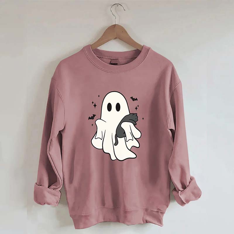 Cute Ghost Black Cats Halloween Sweatshirt