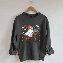 Cute Ghost On Bike Halloween Sweatshirt