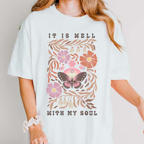 It is Well with My Soul Butterfly Flowers T-Shirt