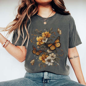 Monarch Butterfly Floral Nature Inspired T-Shirt