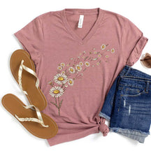 Daisy Flowers Summer  V-Neck Shirt