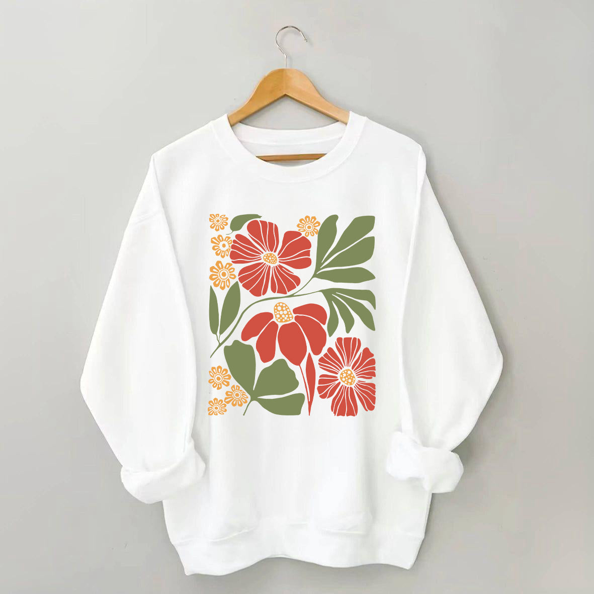 Botanical Neutral Red Minimalist Floral Sweatshirt