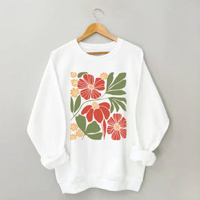 Botanical Neutral Red Minimalist Floral Sweatshirt