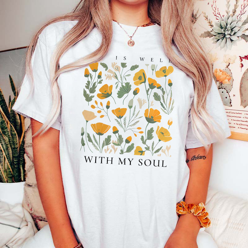 It Is Well With My Soul Yellow Flower T-Shirt