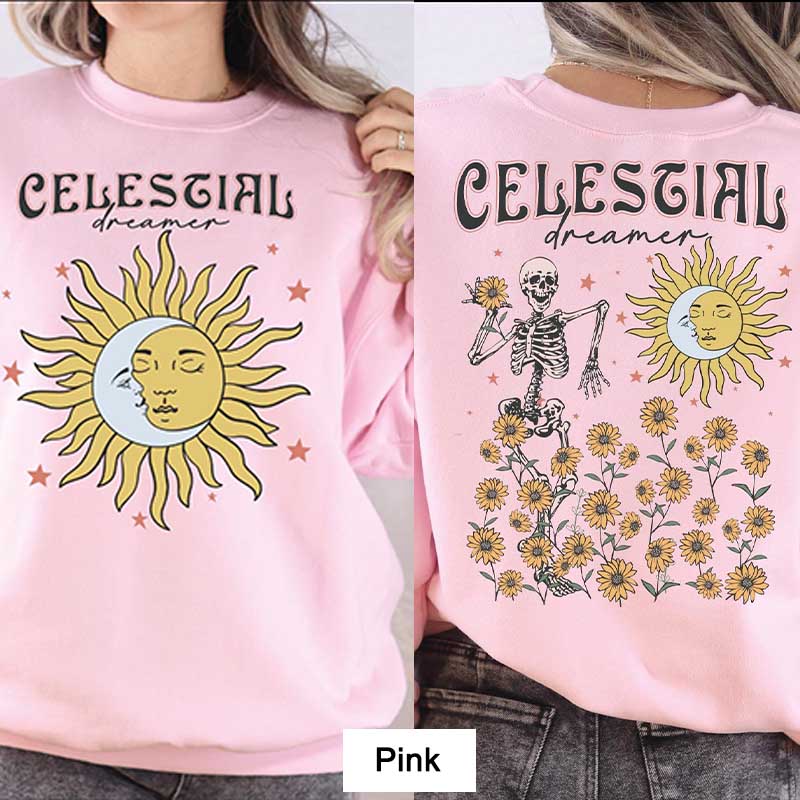 Skeleton Sunflower Celestial Dreamer Sweatshirt