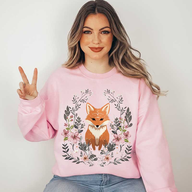 Vintage Forest Cozy Cute Fox Cottagecore Sweatshirt