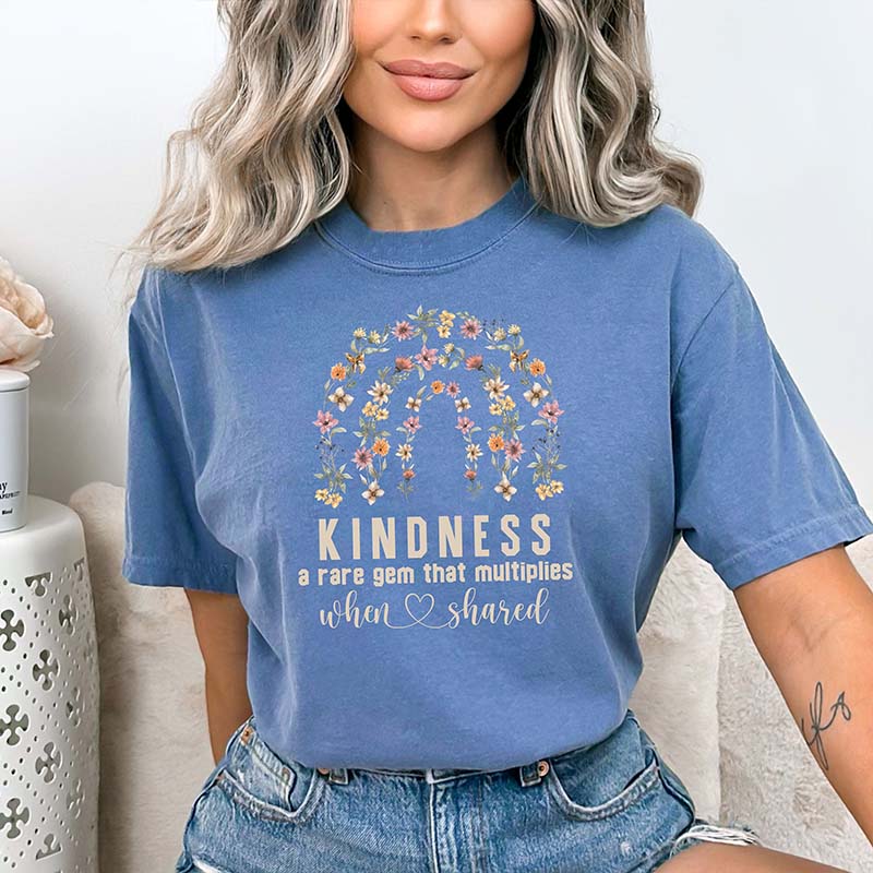 Kindness Floral Rainbow Positivity T-Shirt