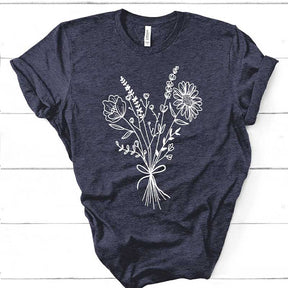 Flower Bouquet Minimalist Botanical Lover T-Shirt