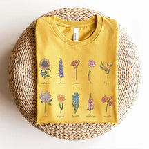 Wildflowers Graphic Botanical Chart T-Shirt