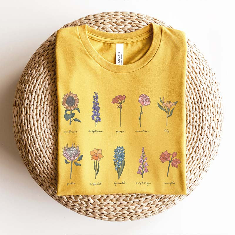 Wildflowers Graphic Botanical Chart T-Shirt