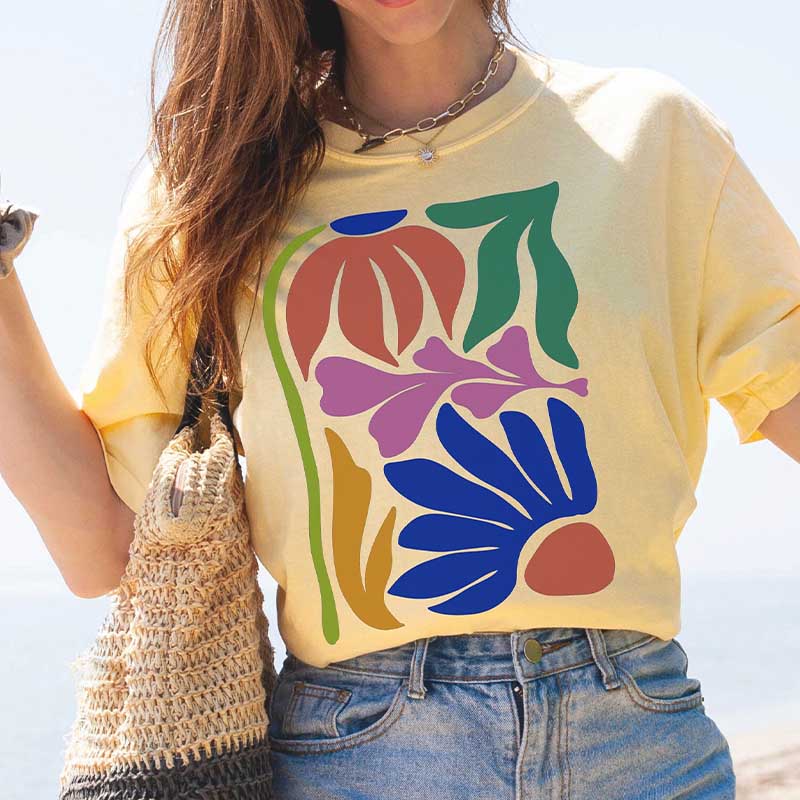 Wildflowers Matisse Art Minimalist Colorful T-Shirt