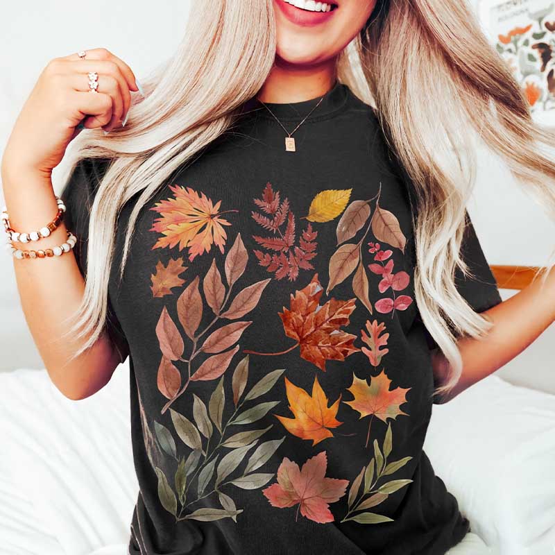 Autumn Leaves Minimalist Nature T-Shirt