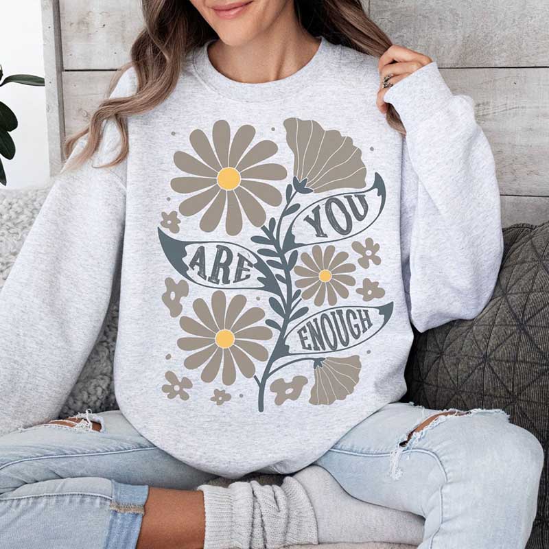 Boho You Are Enough Wildflower Sweatshirt