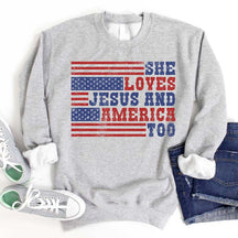 Retro USA She Loves Jesus And America Too Sweatshirt