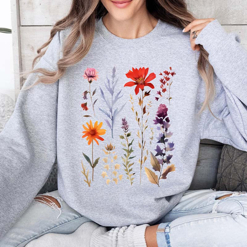 Vintage Pressed Flowers Fairycore Sweatshirt