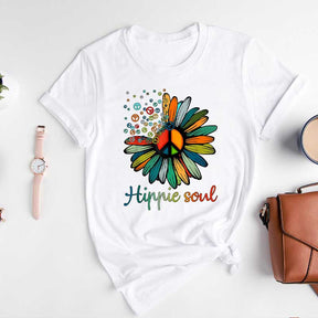 Boho Hippie Daisy Peace Flower T-Shirt