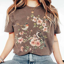 Whimsical Birds And Floral T-Shirt