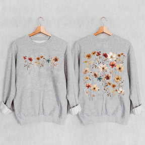 Retro Vintage Pressed Flowers Sweatshirt