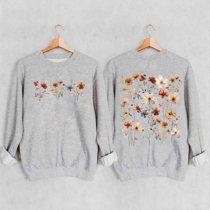 Retro Vintage Pressed Flowers Sweatshirt