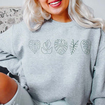 Retro Plant Houseplant Leaves Sweatshirt