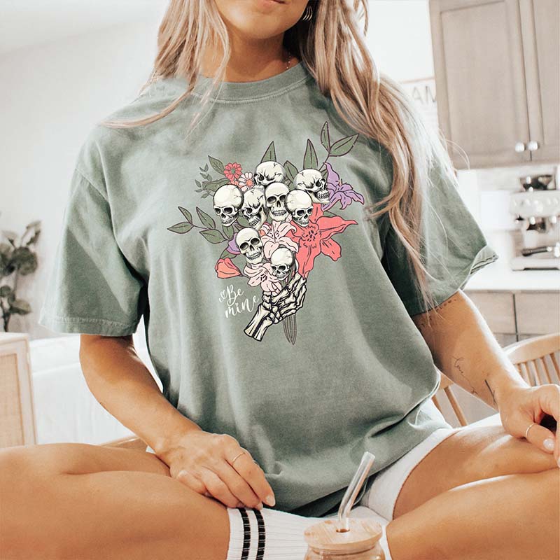 Skull Flowers Be Mine T-Shirt