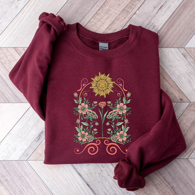 Mystic Floral Celestial Sun Sweatshirt