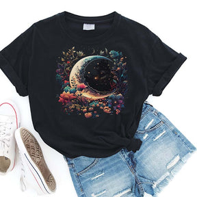 Comfort Colors Floral Crescent Moon & Stars T-Shirt