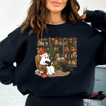 Christmas Ghost Reading Books Sweatshirt