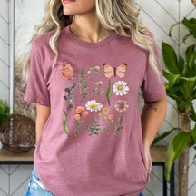 Floral WildFlowers Butterfly Woodland T-Shirt