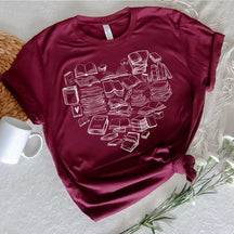 Book Heart Bibliophile Bookworm T-Shirt