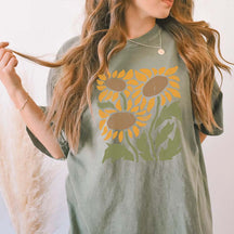 Retro Sunflower Boho Botanical T-Shirt