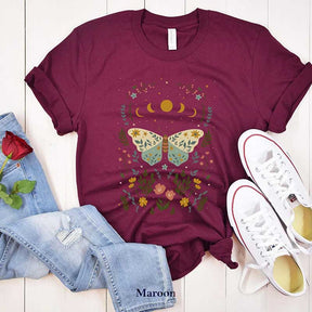 Boho Moon Phases Butterfly T-Shirt