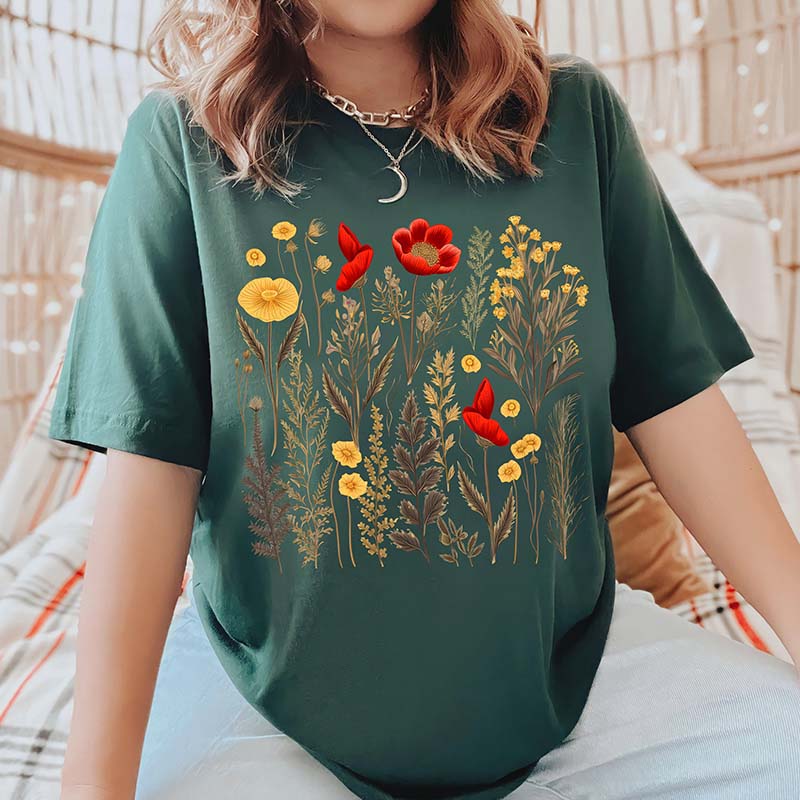 Botanical Forestcore Herbology Green Witch T-Shirt