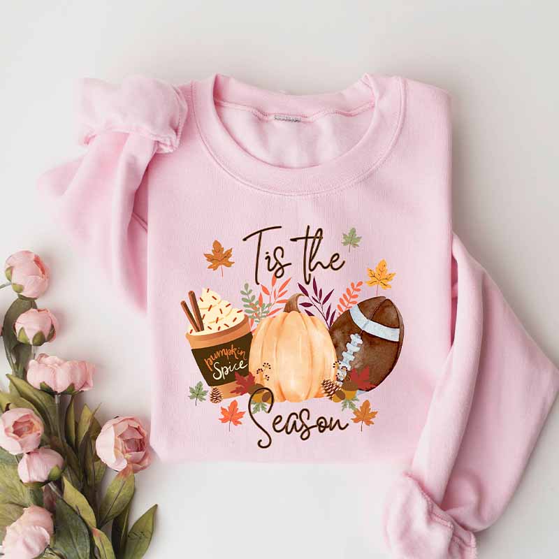 T Is The Season Fall Football Pumpkin Sweatshirt