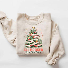 All Booked For Christmas Book Tree Sweatshirt