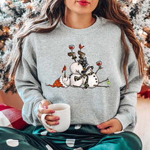 Tipsy Snowman Drinking Wine Sweatshirt