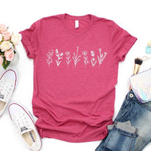 Simple Wildflower Drawing Botanical T-Shirt