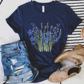 Blue Wildflowers Botanical Plant T-Shirt