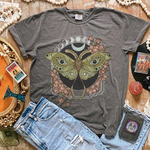 Mystical Luna Moth Wildflower Boho T-Shirt