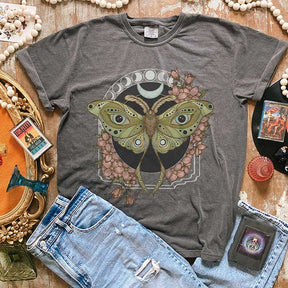 Mystical Luna Moth Wildflower Boho T-Shirt