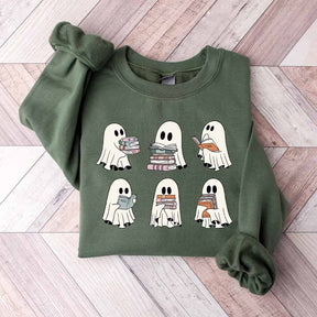 Ghost Reading Books Librarian Sweatshirt