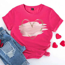 Women's Pink Heart Shaped Pattern T-Shirt