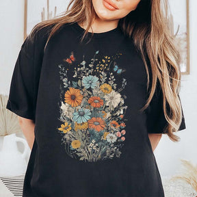 Daisy Butterfly Botanical Wildflowers T-Shirt