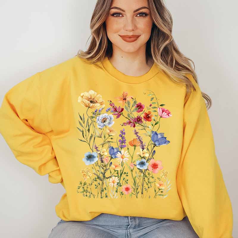 Vintage Pressed Flowers Botanical Boho Sweatshirt