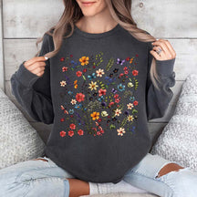 Vintage Pressed Flowers Garden Botanical Sweatshirt