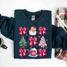 Coquette Bow Red Ribbon Santa Sweatshirt