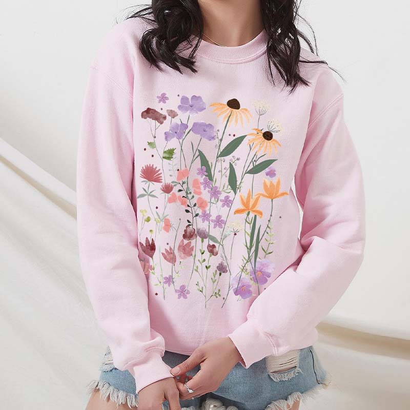 Colorful Flower Print Sweatshirt